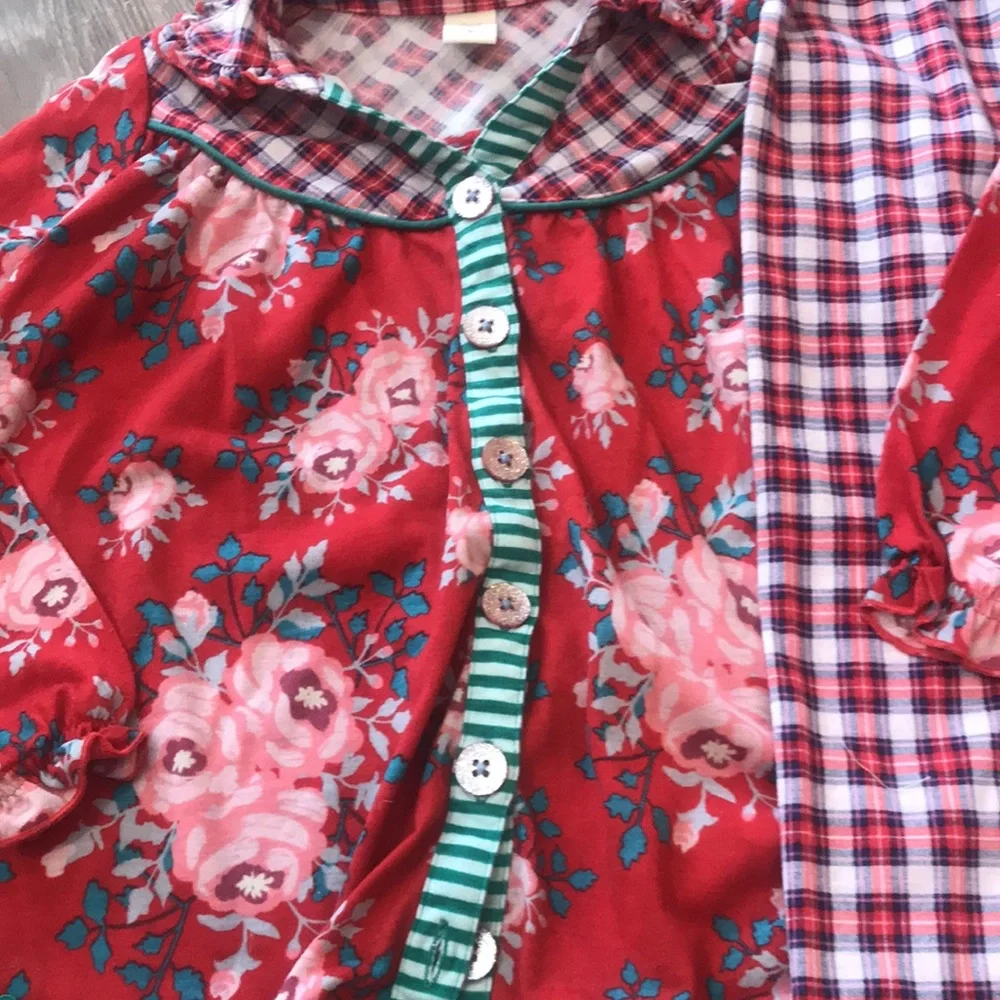 Matilda Jane Christmas jammies plaid stars‎ floral